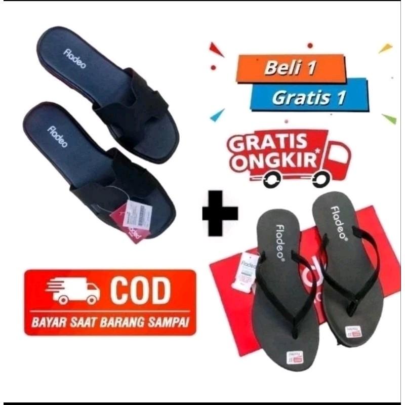 Sandal Flat Wanita Fladeo Beli 1 Gratis 1 || Sendal Japit Wanita Terbaru || Sandal Flat Kekinian Keren 3