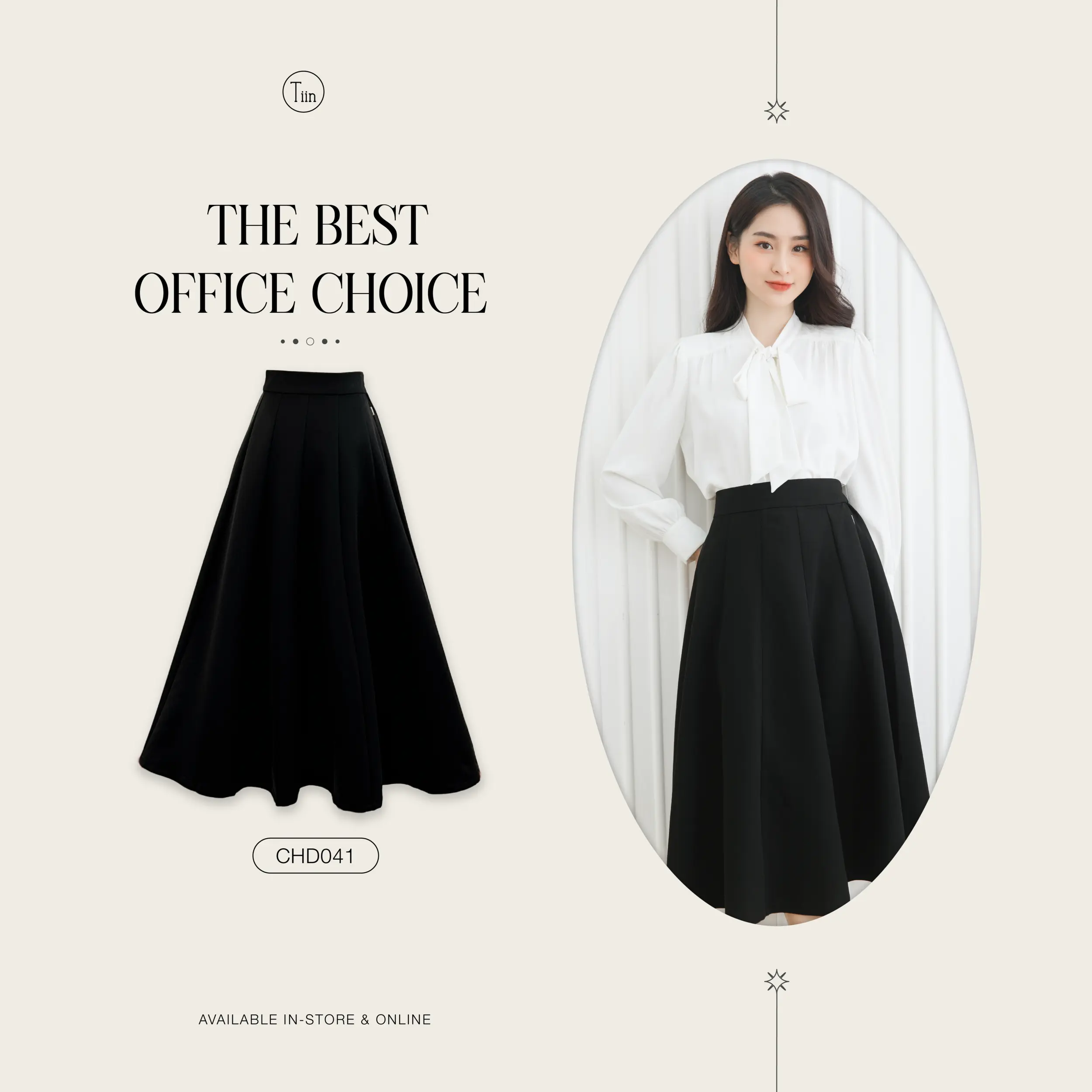 Chân váy dài cạp chun sau dáng xoè ly TIIN STORE CHD041