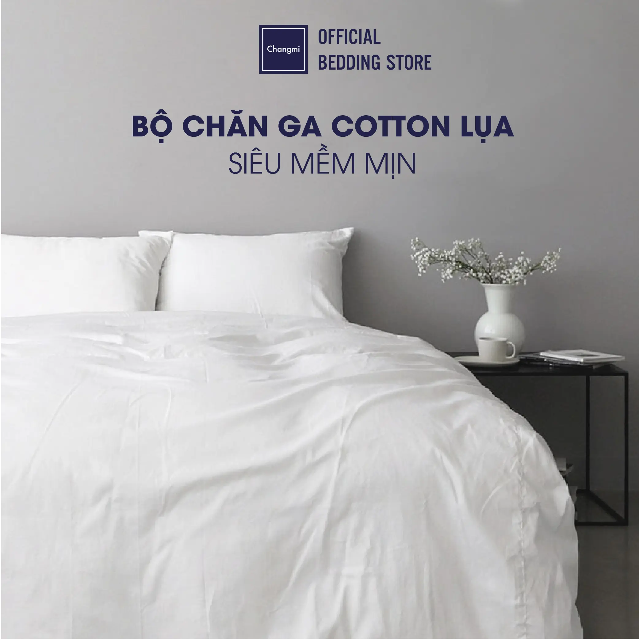 [Best seller] Changmi Bộ Chăn Ga Cotton Lụa Tự Nhiên Cao Cấp Siêu Mềm Mịn, Chuẩn Khách Sạn 5 Sao