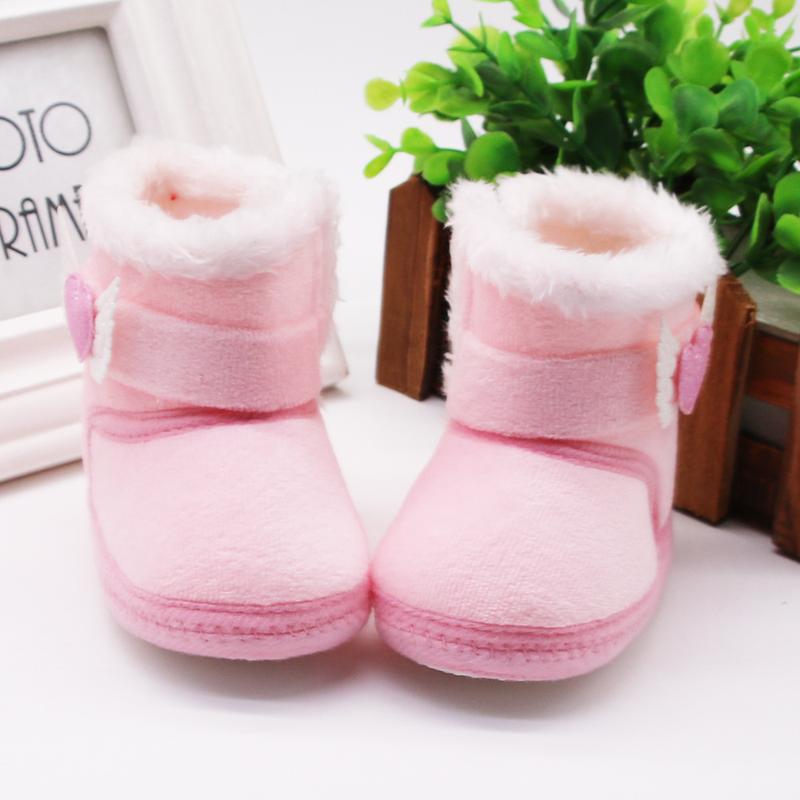 Product Introduction of Newborn Baby Girl Plush Snow Booties Keep Warm Shoes Non-Slip Sneaker Walking Soft-Soled Breathable Heart Wings First Walkers 32