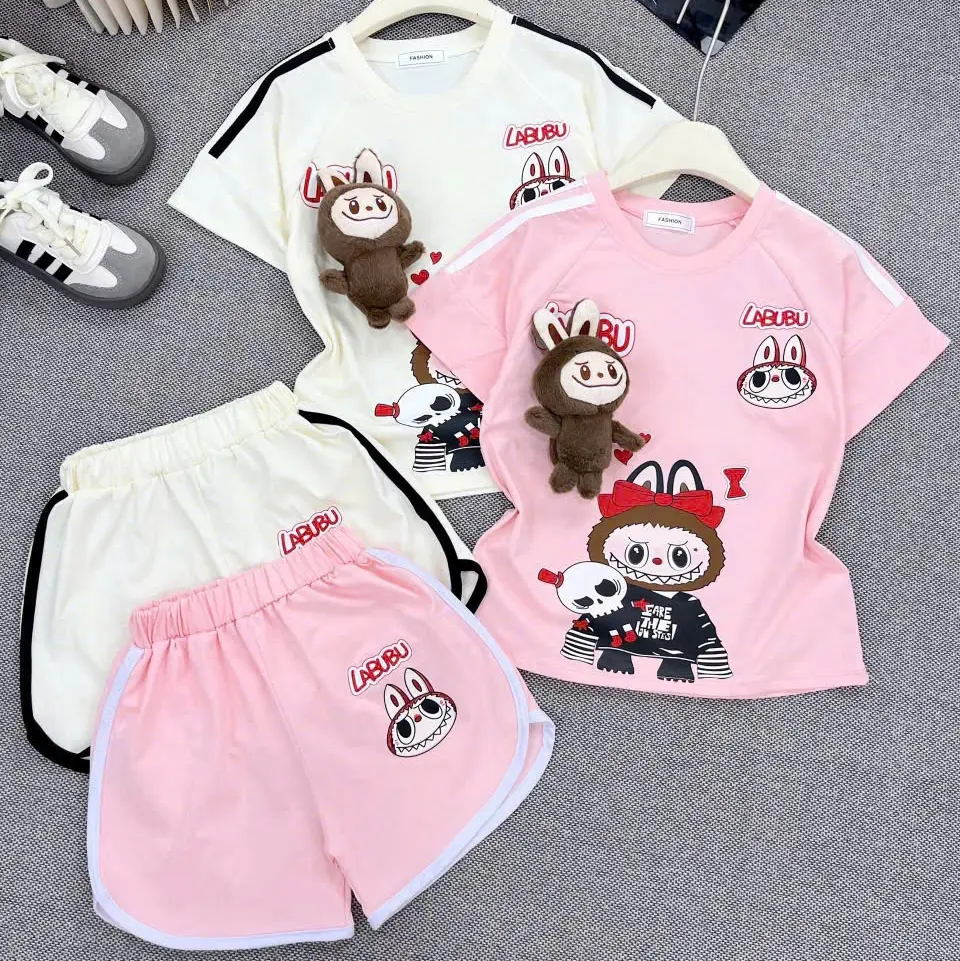 8-40kg Đồ bộ bé gái Sam kids Labubu bộ đùi cho bé cotton mẻ mùa hè , quần áo bé gái dễ thương, quần áo trẻ em cao cấp Thun