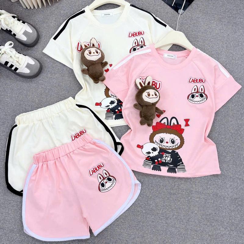 8-40kg Đồ bộ bé gái Sam kids Labubu bộ đùi cho bé cotton mẻ mùa hè quần áo bé gái dễ thương quần áo trẻ em cao cấp Thun