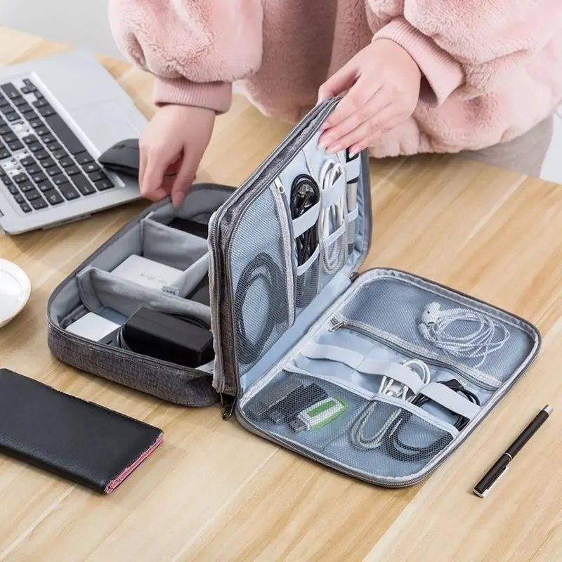 Travel Pouch Organizer Digital Tas Penyimpanan Gadget Kabel Charger USB Serbaguna/Travel Bag Digital Organizer 3 Layer Resleting Water Resistant 2