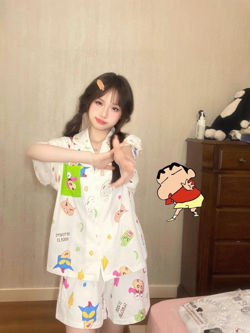 Product Introduction of Bộ Đồ Ngủ Xiaoxin Bút Chì Màu, OOTD-ins, Bộ Đồ Mặc Nhà Hoạt Hình Ngắn Tay Cho Nữ Women Pijama 2