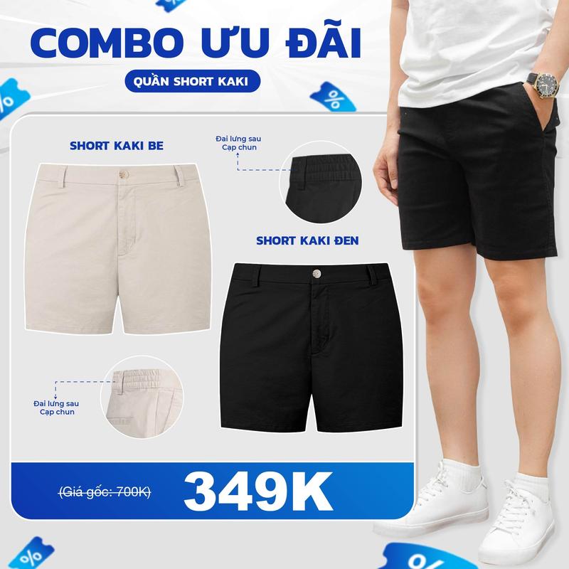 Combo Ưu Đãi 2 Quần short Nam thun Kaki 1/2 thun phong cách năng động, trẻ trung, chất liệu sang trọng quanshort  tayau Menswear