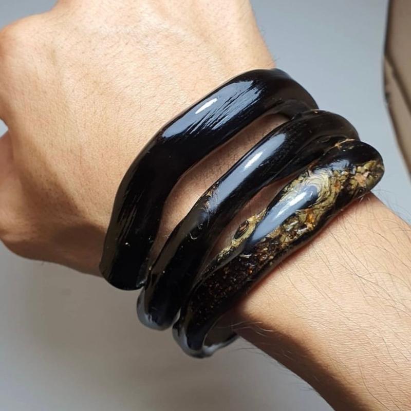 Gelang akar bahar hitam natural lilit 3 original dan berkualitas 0
