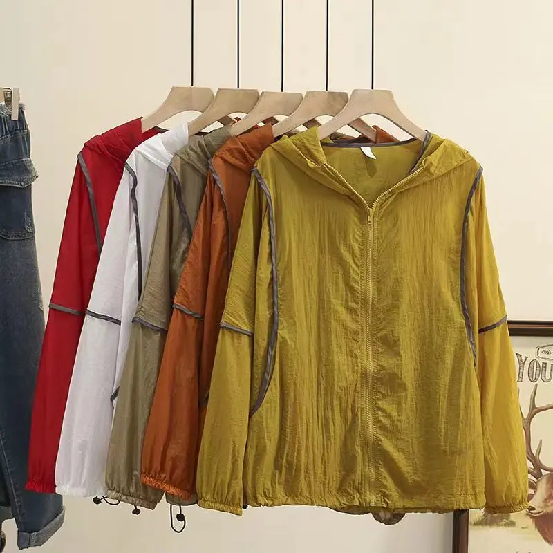 Summer Light Thin and Loose Hooded Sun-Proof Top Women's Outdoor Casual New Korean Style Trendy Long-Sleeve Breathable Skin Clothes