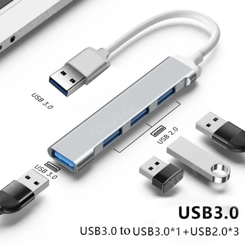 Hub USB 3.0, 4Cổng, Bộ Chia loại c Tốc Độ Cao, 5Gbps, Cho PC và Phụ Kiện Máy Tính, Hub Đa Cổng, 4 Cổng USB 3.0 và 2.0 0