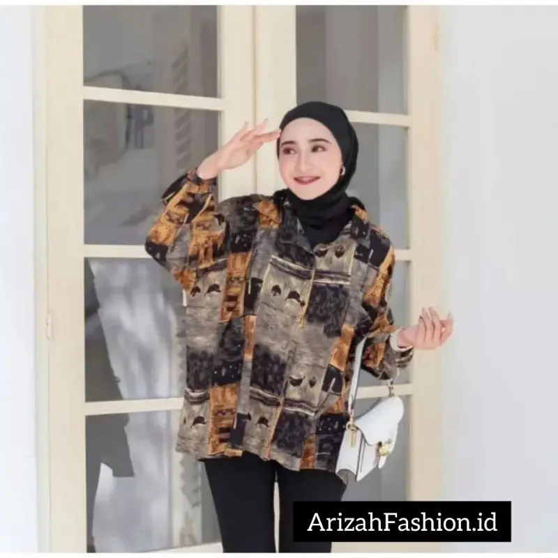 KEMEJA OVERSIZED RAYON MOTIF TERBARU | Atasan Vintage Oversize Wanita Terlaris|Kemeja Hawaii Muat Jumbo| Nyaman dipakai Part 1 Katun Santai Santai Panjang viral 3