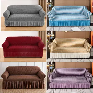 Cover Sofa Motif Polos & Stripe Dudukan  1/2/3/4/Sofa Cover Elastic