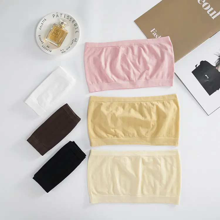 New Summer One-Piece Strapless Bra Breathable Invisible Chest Wrap No Padding Developmental Anti-Exposure Girl Student Strapless Bra
