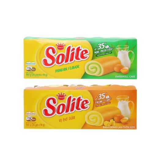 Bánh Bông Lan SOLITE Cuộn Kem - Hộp 20 chiếc x 18gr 