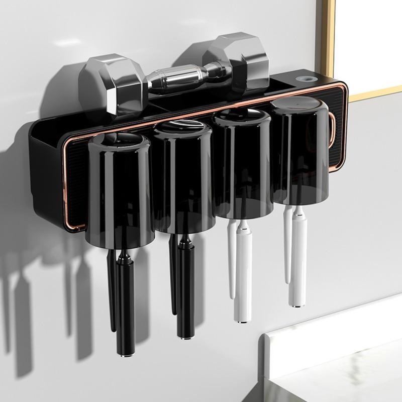 Wall Mounted Toothbrush Holder, 1 Count Punch Free Toothbrush Storage Rack, Bathroom Storage Rack, Bathroom Supplies, Home Organizer 6
