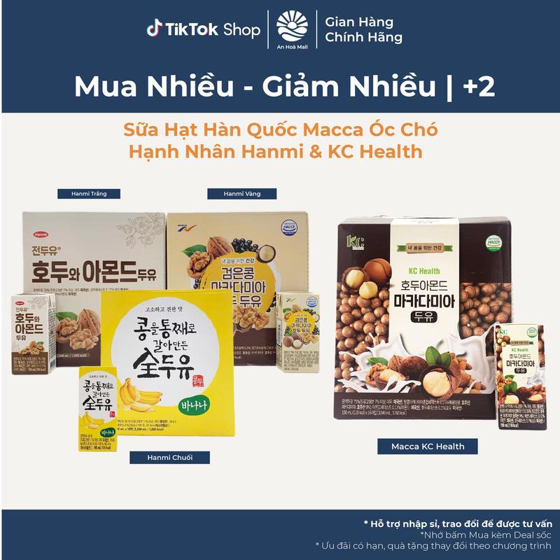 [ Thùng 16 Hộp ] Sữa Hạt Hàn Quốc Óc Chó Hạnh Nhân Macca Hanmi & KC Health 190ml