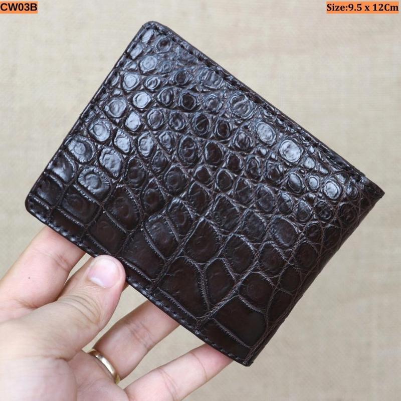 Ví Ngang Nam 1 Mặt Vân Bụng Da Cá Sấu Konavis || 3 màu Đen-Nâu-Bò ll Mã CW03B ll Có Giấy Tờ Nguồn Gốc Da Cá Sấu
