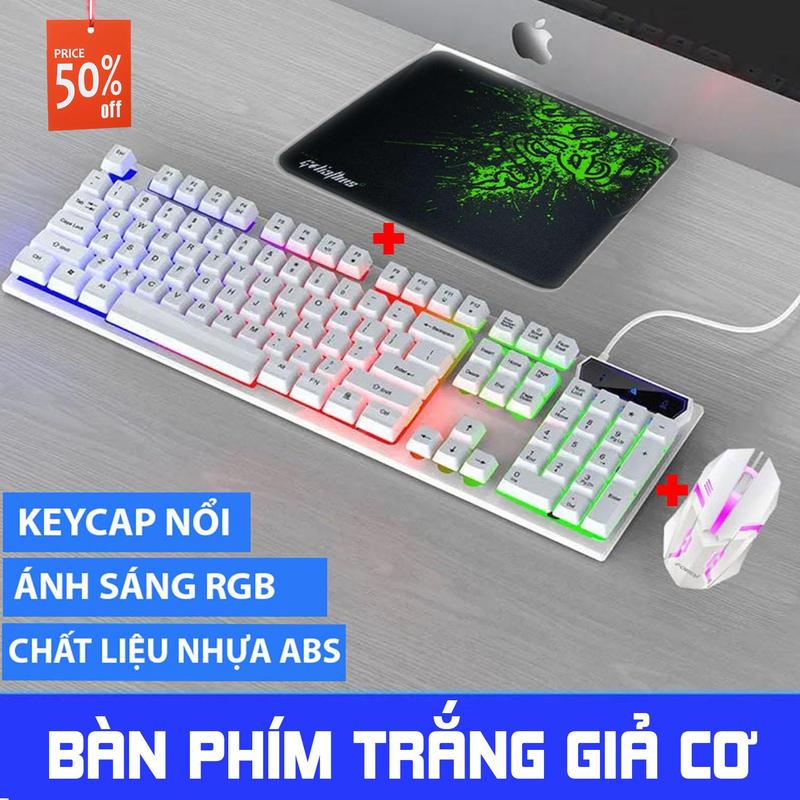Bộ bàn phím + chuột + Lót chuột máy tính có dây có đèn LED Combo bàn phím chuột lót chuột sử dụng máy tính bàn giá rẻ cho học sinh sinh viên lưu ý bàn phím không kết nối được vs điện thoại