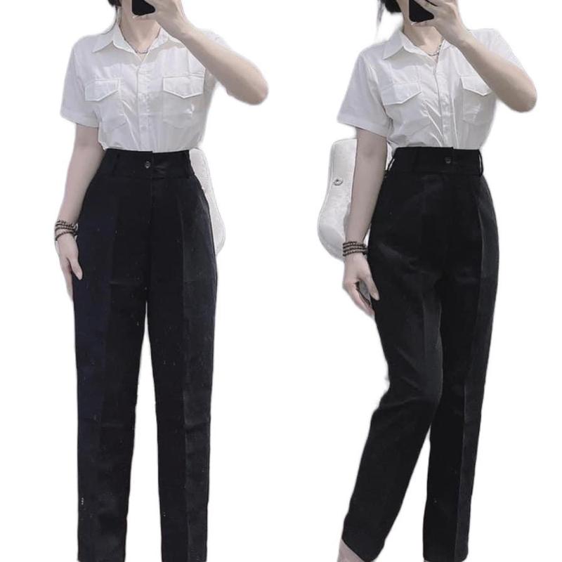 M32P Quần Tây Baggy 9 Tất Dài 89cm 1Nút Cài Thẳng Cho Chị Em Nấm Lùn có Bigsize