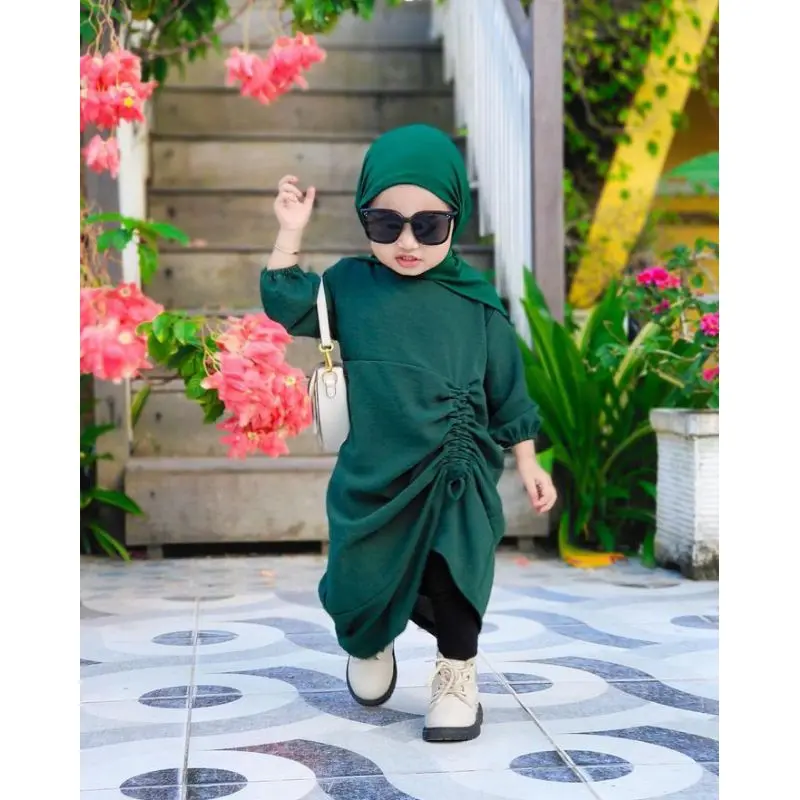 Fixi Midi dress anak terbaru full size S M L XL 1-9 tahun (Crinkle Airflow)
