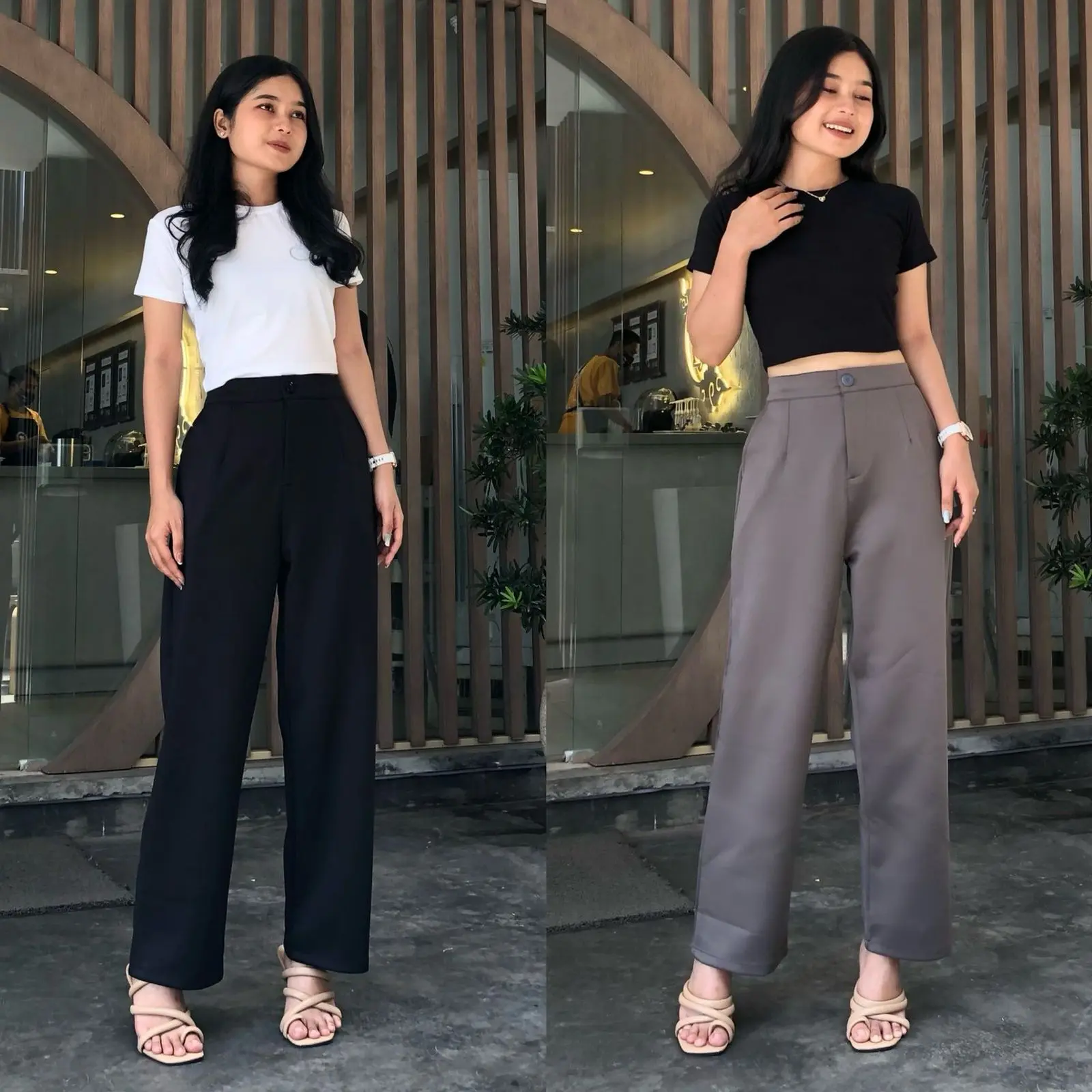 Stavelot – Wyna Pants - Celana Kulot Highwaist Bahan Scuba - Celana Kulot Wanita Panjang Anti Kusut - Outfit Casual Korean Style Formal Untuk Kerja Kantor