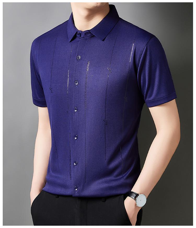 Product Introduction of Men's Casual Polo Shirt Short Sleeve Breathable Easy Versatile Striped Design 10