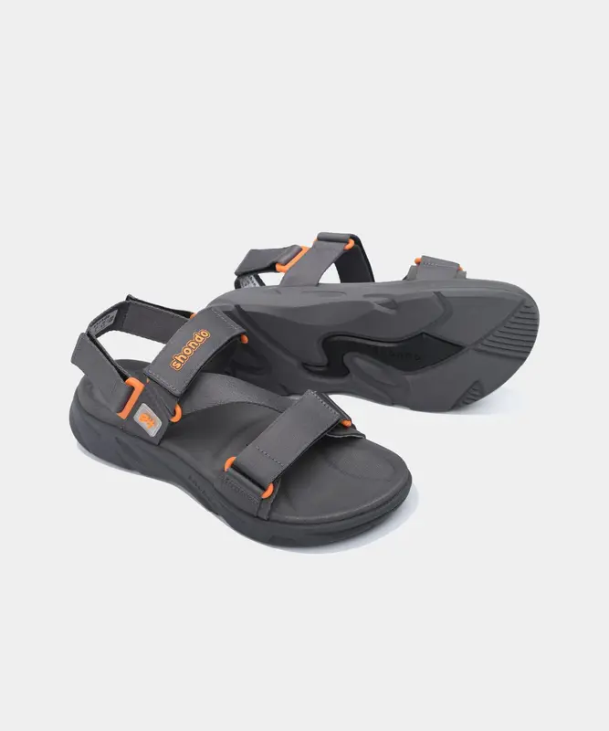 Giày SHONDO Nam Nữ Sandal  Đi Học Đi Chơi F8 Ver.2 Thời Trang Êm Ái Màu Xám Đậm F8M2222 đế bằng cao 4cm 6