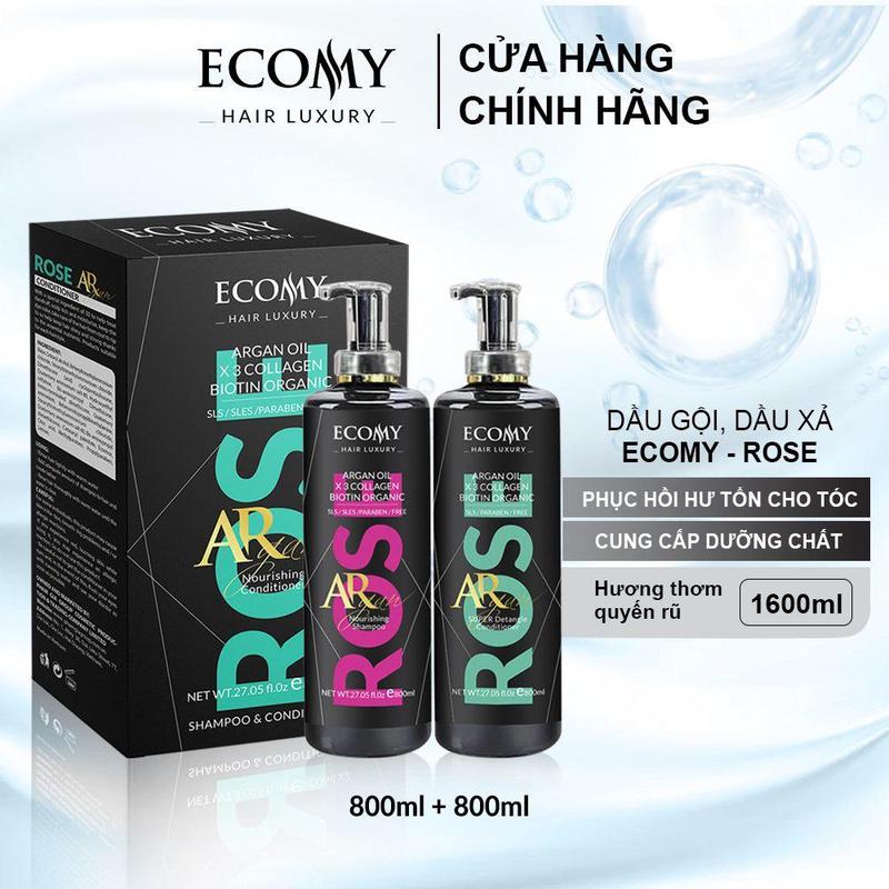 CẶP DẦU GỘI XẢ ROSE - ECOMY HAIR LUXURY 800ml