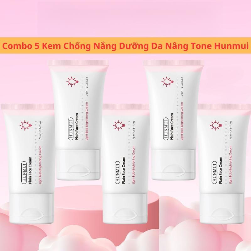 Combo 5 Kem Chống Nắng Dưỡng Da Nâng Tone Hunmui Light Bulb Brightening Cream Bảo Vệ Dưỡng Da Mềm Mịn 75ml-KIWI WIN