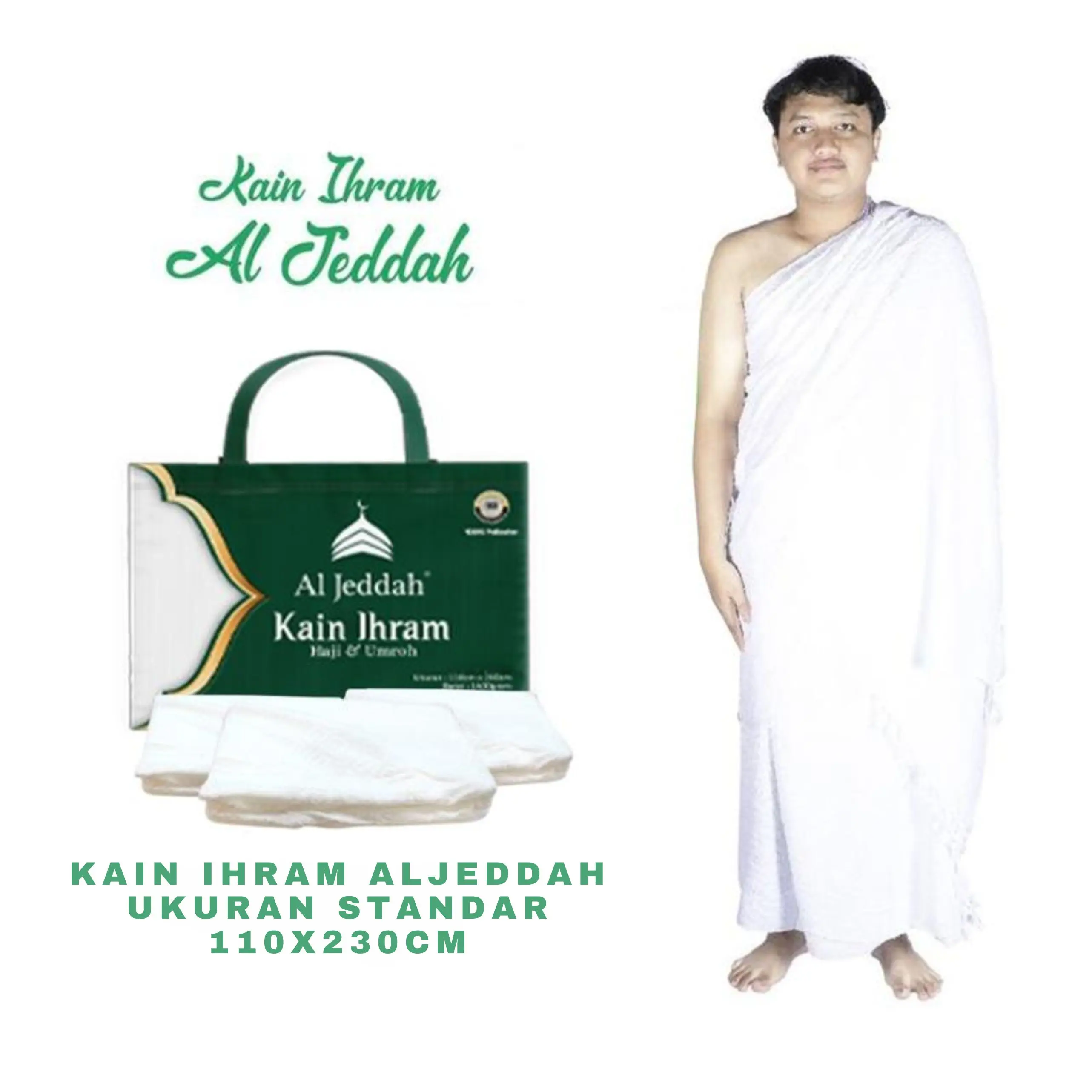 Kain Ihram Al-Jeddah Kain Ihrom Haji Umroh / Handuk Ihram Import Nyaman Tebal Muslim Sajadah Turki Ukuran Standar