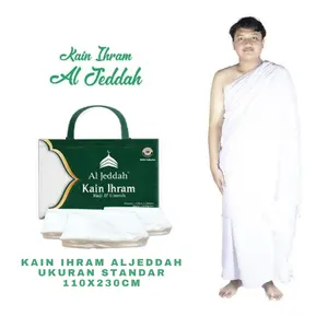 Kain Ihram Al-Jeddah Kain Ihrom Haji Umroh / Handuk Ihram Import Nyaman Tebal Muslim Sajadah Turki Ukuran Standar