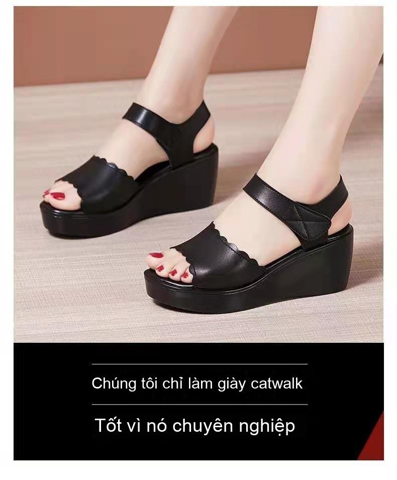Product Introduction of Dép Đế Xuồng, Da Thật, Mềm Mại, Dành Cho Nữ, Hàng Mới Về Mùa Hè, Giày Đế Mềm, Dép Nữ Đế Xuồng, Dễ Phối Đồ, Quai Dán, Thiết Kế Mũi Nhìn Trộm 4