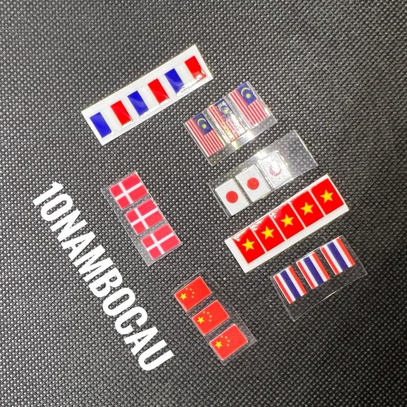 Logo lá cờ 7 nuoc Việt Nam Đan Mạch Malaysia Nhật Bản Trung Quốc Thái Lan Pháp dán lên thân Vợt Cầu Lông Cán Vợt Sport