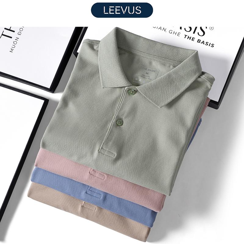 Áo Polo nam trơn, đơn giản tông trầm lịch lãm, nam tính Leevus APL22 Menswear Top Ngắn Tay Có Cổ Shirt Cộc Tay Tay Ngắn
