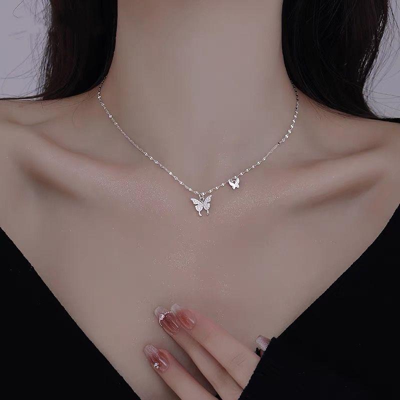 Vòng Cổ Bạc Sterling S925, Vòng Cổ Bướm Dát Đính, Dành Cho Phụ Nữ Và Trẻ Em Gái, Thiết Kế Đặc Biệt, Dây Chuyền Xương Đòn Thích Hợp Làm Quà Tặng Sinh Nhật Bạn Gái Và Bạn Gái 2