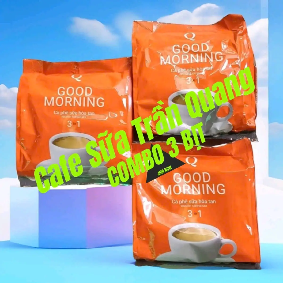 Combo 3 bịt cafe Sữa Trần Quang Good Morning(24 gói/20g) cà phê Coffee