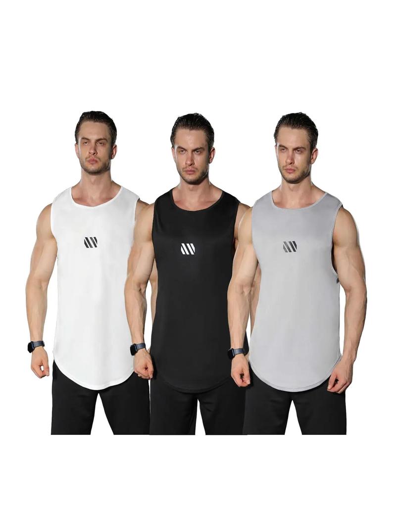 Product Introduction of LGBTQ+ Men's Geometric Print Sports Tank Top, Quick Drying Workout T-shirts, Men's Sportswear for Indoor Outdoor Wear, Summer Outfits 2024 8