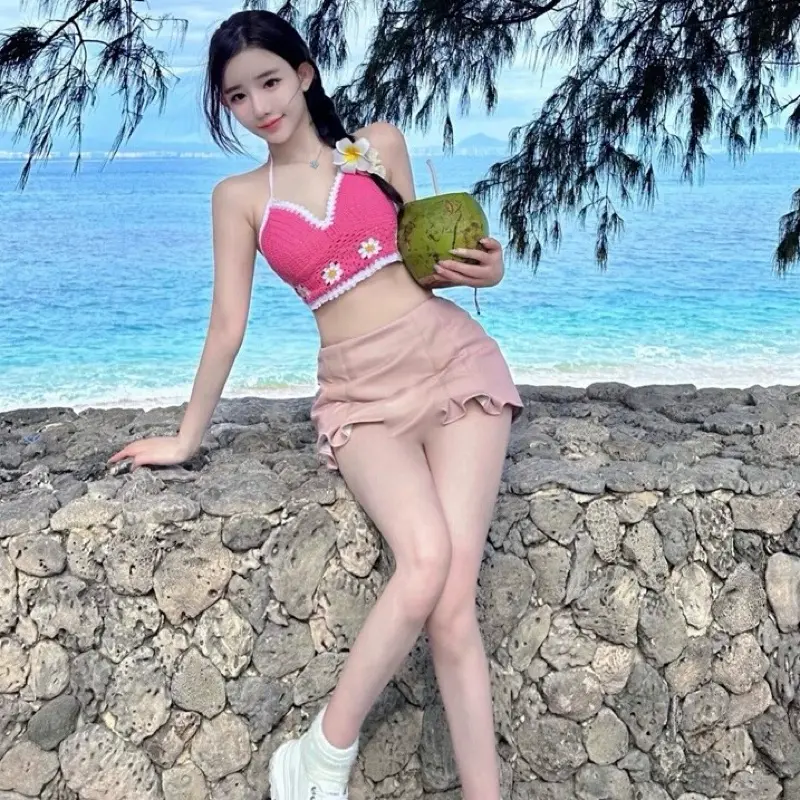 Lilla bikini- Nhiều mẫu-Áo bralette len móc hoa sắc màu cá tính đi biển đi du lịch hè 3