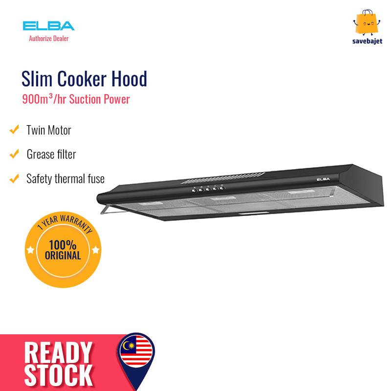 Cooker Hud Elba Hud Dapur Slim Cooker Hood ESH-M9098(BK) Penyedut Asap Dapur ...