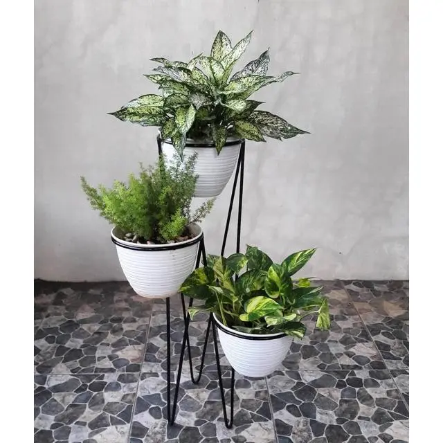 RAK BUNGAN 3in1 /  RAK BUNGA BESI SUSUN 3 / Standing Pot 3in1 Diameter 21 tanpa pot /  RAK BUN