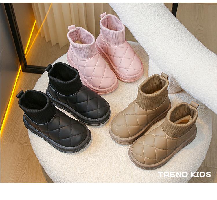 Product Introduction of Children's Boots Sock Style Snow Boots Girls Short Boots Kids Cute Sewing Autumn Winter New Warm Cotton Shoes for Boys Unisex PU 2
