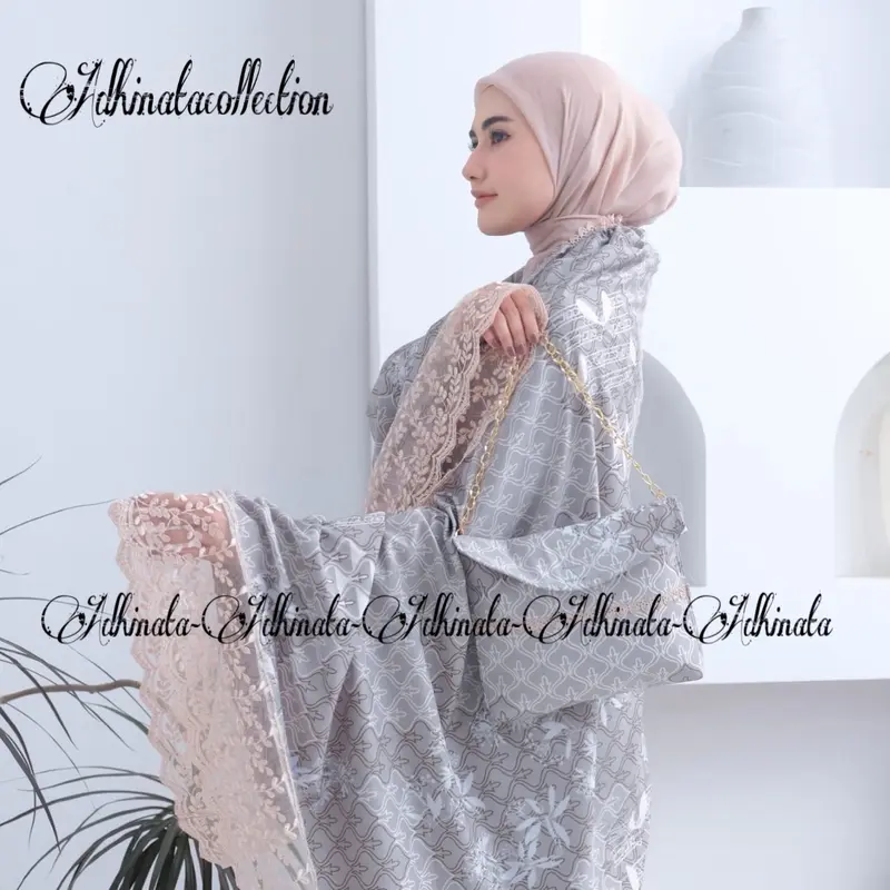 SEO ADHINATASHOP-mukena dewasa 2in1 printing shiren cocok han taran /Autumn Orange Muslim Renda mukenamurah cantik anggun 5