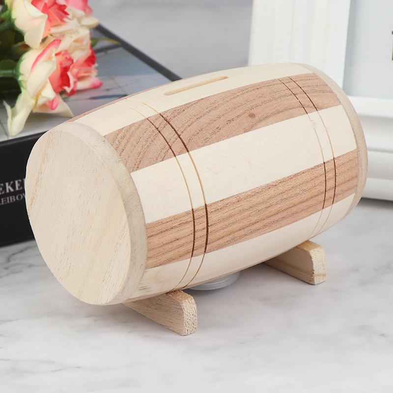 Product Introduction of [MMG]1pc Wooden Money Box Piggy Bank Money Box Savings Wine Barrel Wood Piggy Bank 19