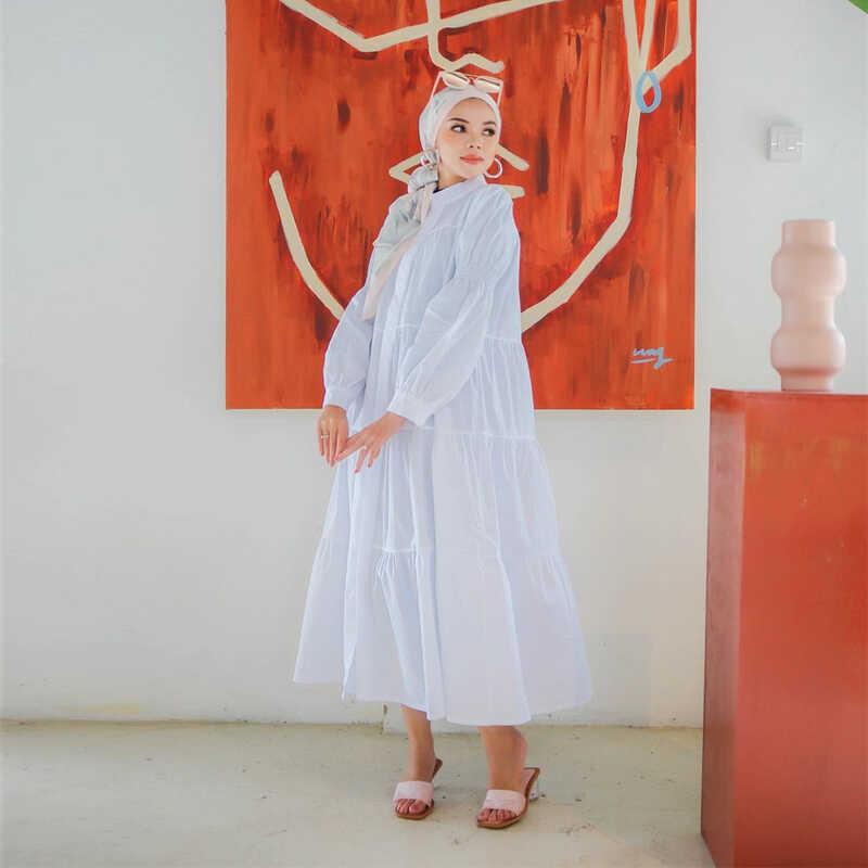 Product Introduction of 2024 New Women's Dress Cotton Splicing Women's Dress Muslim Women's Dress Solid Color Casual Loose Women's Long Dress 12