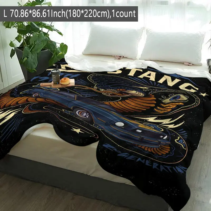 Mustang Snake Pattern Blanket, Soft Comfortable Throw Blanket, Cool Bedroom Bedding Blankets, Warm Napping Blanket for Home Office Travel Camping 3