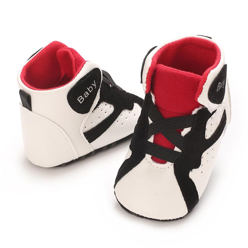 Product Introduction of Baby Boys Artificial PU Sneaker Spring Autumn High Top Anti-Slip Sole Contrast Color Flat Shoes 13