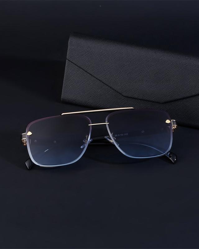 Product Introduction of Men's Glasses 2023 New Retro Metal Double Beam Sunglasses Square Frame Trimming Driving Sunglasses 1
