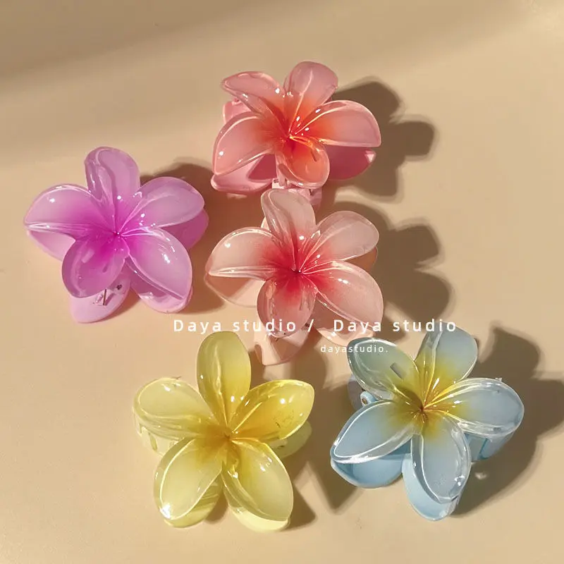 Summer Seaside Super Fairy Colourful Flowers Hair Accessories Gradient Egg Flower Grasp Clip Temperament Shark Clip
