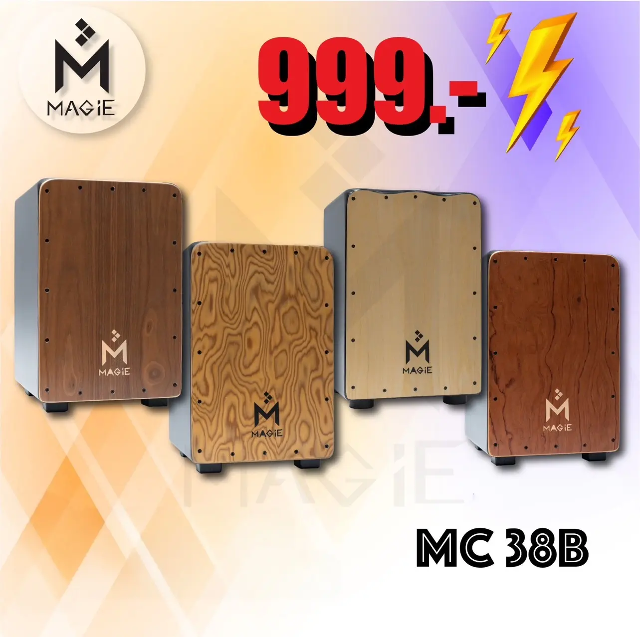 คาฮองนั่งตี Magie Cajon Drum รุ่น MC38B กลองคาฮองนั่งตี มากี เครื่องดนตรี เครื่องเคาะจังหวะ กลองพกพา อคูสติก