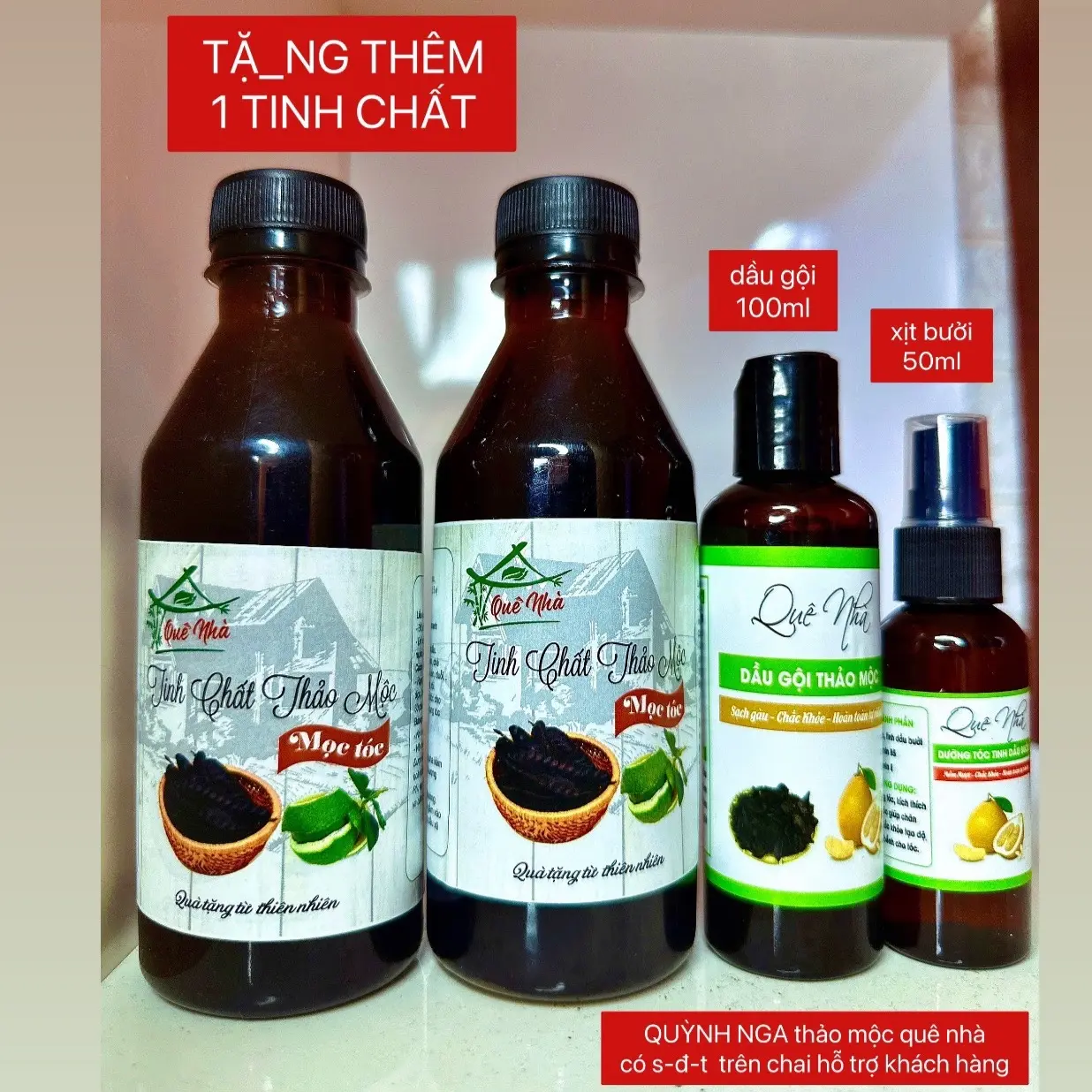 BỘ DÙNG THỬ  1 tinh chất+dầu gội 100ml+1 XỊT BƯỞI