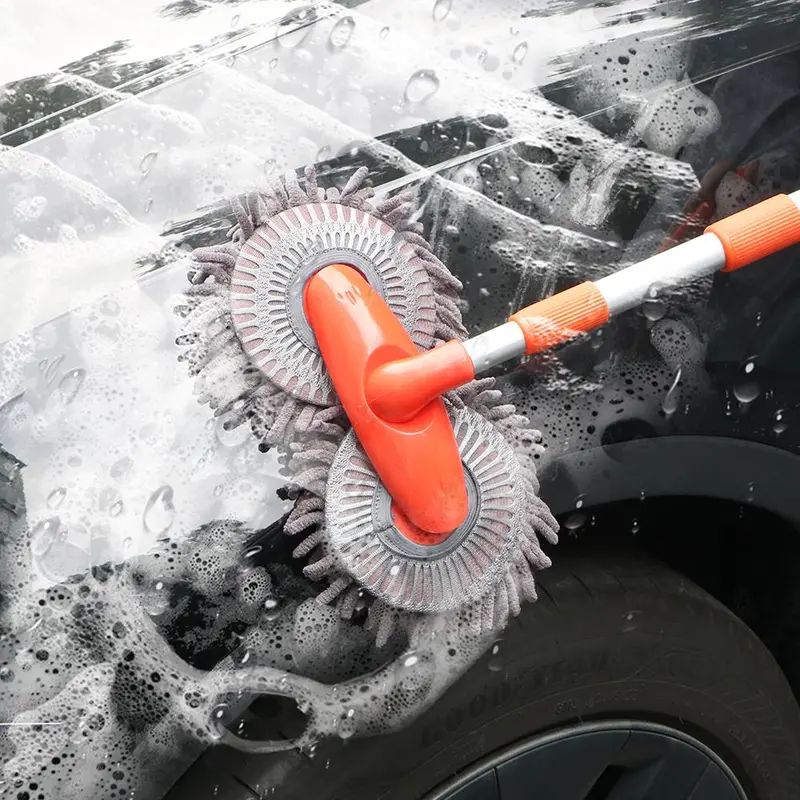 Long Handle Car Glass Cleaning Brush with Double Brushes, Durable Car Windshield Cleaner, Retractable Car Wash Mop, Professional Car Washing & Maintenance Supplies, Car Cleaning Tool 4