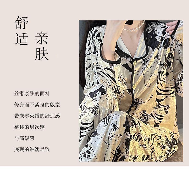 Product Introduction of Bộ Đồ Ngủ Nhung Kim Cương, Cao Cấp, Dành Cho Nữ, Bộ Đồ Mặc Nhà Dài Tay, Phong Cách Pháp Ngọt Ngào Nhung Vàng Mới, Thích Hợp Cho Mùa Xuân, Mùa Thu Và Mùa Đông 15